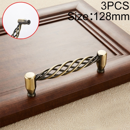 

3 PCS 6101-128 Classic Birdcage Shape Iron Cabinet Wardrobe Drawer Door Handle, Hole Spacing: 128mm (Bronze)