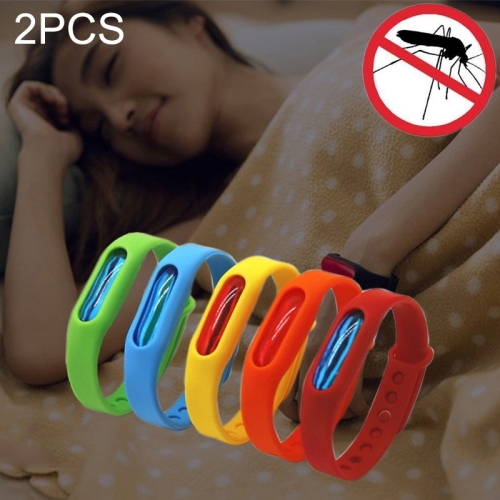 

2 PCS Anti-mosquito Silicone Repellent Bracelet Buckle Wristband Bugs Away, Suitable for Children and Adults, Length:23cm, Random Color Delivery