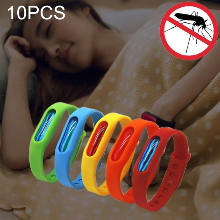 

10 PCS Anti-mosquito Silicone Repellent Bracelet Buckle Wristband Bugs Away, Suitable for Children and Adults, Length:23cm, Random Color Delivery