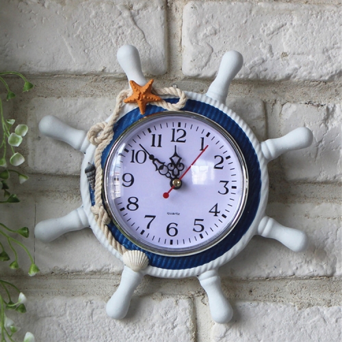 

Wooden Helmsman Ship Wheel Shape Decorative Living Room Wall Clock, Size: 22*22*2.5cm
