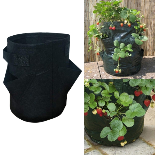 

3 Pockets 18L / 5 Gallon Non-woven Felt Strawberry Planting Bag, Size: 23X28cm (Black)