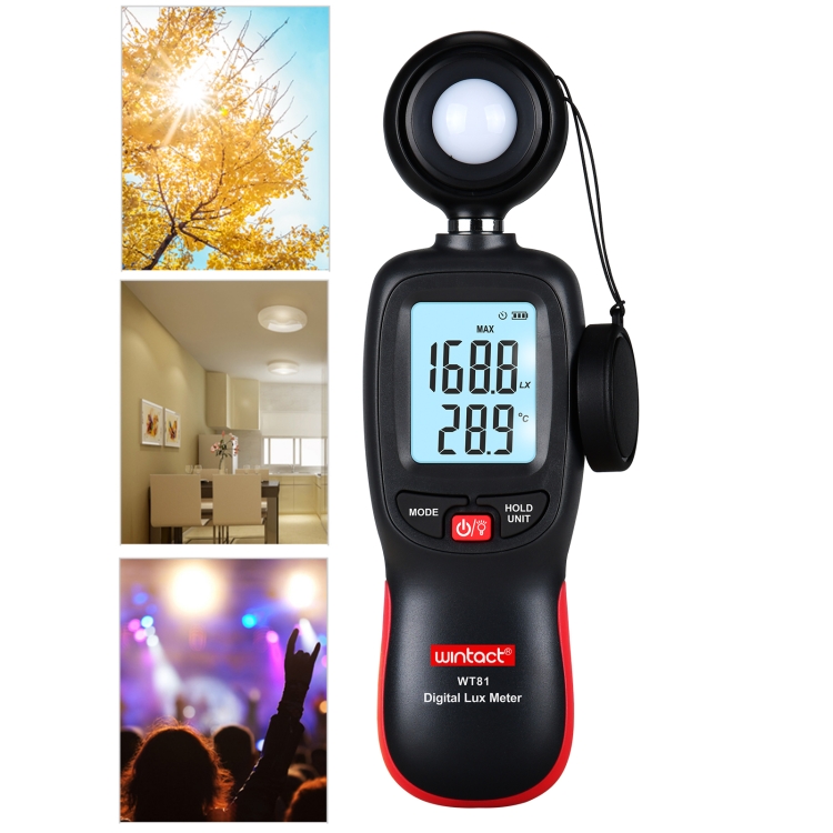 

Wintact WT81 Digital Light Lux Meter for Factory / School / House Various Occasion, Range: 0-200,000 Lux (Black)