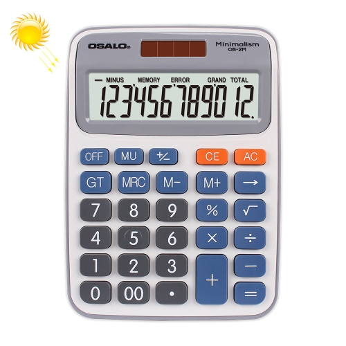 

OSALO OS-2M 12 Digits Desktop Calculator Solar Energy Dual Power Calculator