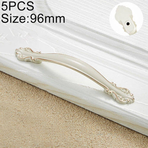 

5 PCS 6032A-96 Ivory Zinc Alloy Gold Rimmed Cabinet Wardrobe Drawer Door Handle, Hole Spacing: 96mm