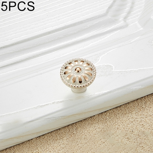 

5 PCS 6041-Large Ivory Zinc Alloy Gold Rimmed Cabinet Wardrobe Drawer Door Round Handle