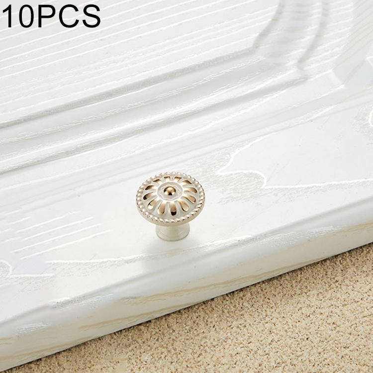 

10 PCS 6041-Small Ivory Zinc Alloy Gold Rimmed Cabinet Wardrobe Drawer Door Round Handle