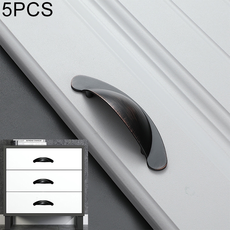 

5 PCS 6610-64 Blackening Red Bronze Half-moon Shape Zinc Alloy Cabinet Drawer Handle, Hole Spacing: 64mm