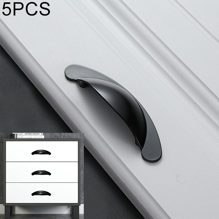 

5 PCS 6610-64 Matte Black Half-moon Shape Zinc Alloy Cabinet Drawer Handle, Hole Spacing: 64mm