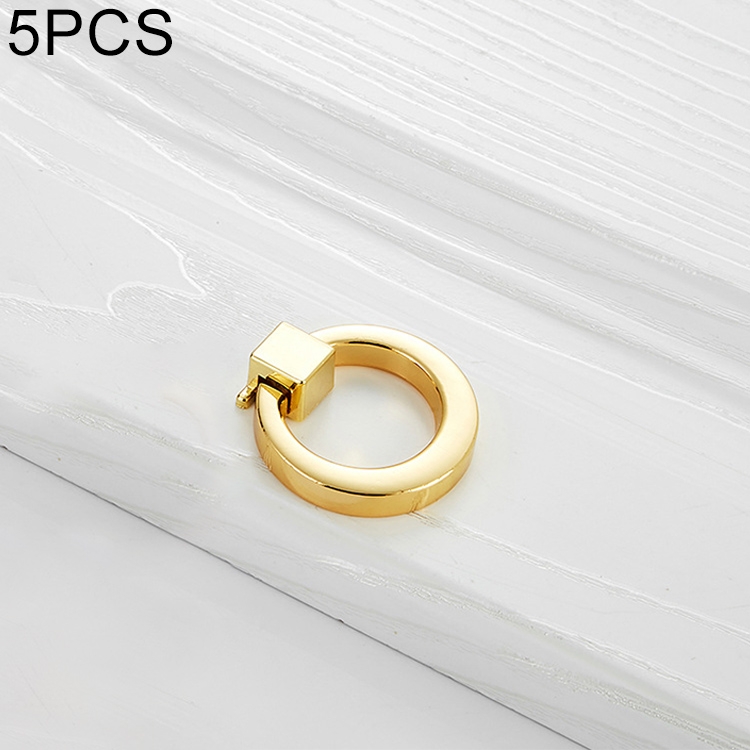 

5 PCS 4201 Gold Single Hole Zinc Alloy Ring Round Handle for Cabinet Wardrobe Drawer Door