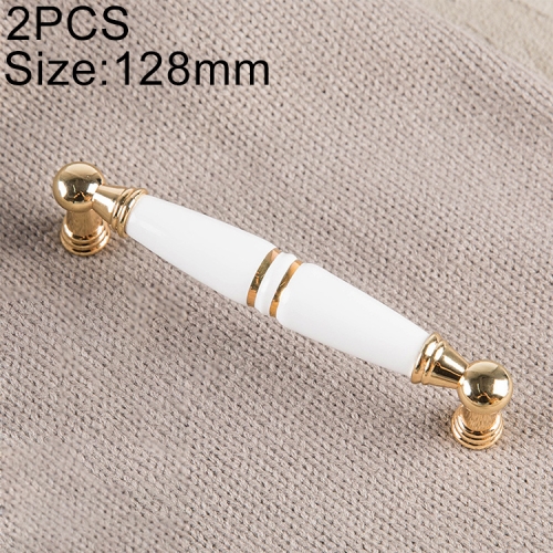 

2 PCS 5023-128K Gold White Zinc Alloy Ceramics Cabinet Wardrobe Drawer Door Handle, Hole Spacing: 128mm