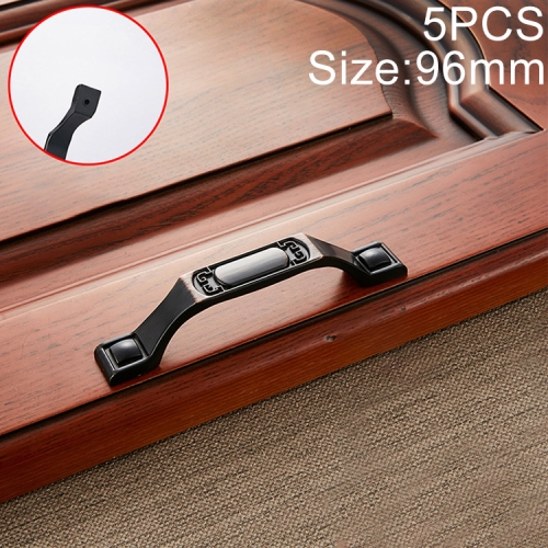 

5 PCS 6201-96 Black Red Zinc Alloy Cabinet Wardrobe Drawer Door Handle, Hole Spacing: 96mm