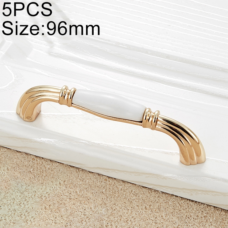 

5 PCS 5007-96 Gold Imitated Zinc Alloy Ceramic Handle for Cabinet Wardrobe Drawer Door, Hole Spacing: 96mm
