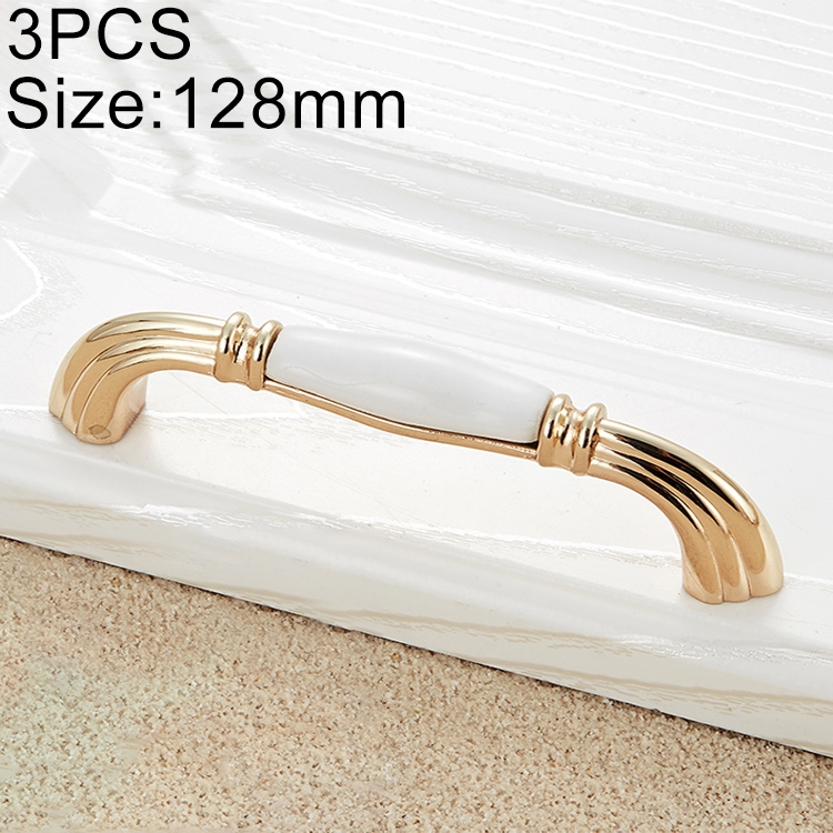 

3 PCS 5007-128 Gold Imitated Zinc Alloy Ceramic Handle for Cabinet Wardrobe Drawer Door, Hole Spacing: 128mm