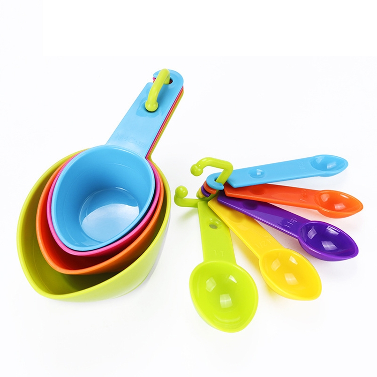 

kn7600 9 in 1 Colorful Pointed Plastic Measuring Spoon Measuring Cup Baking Tool Set