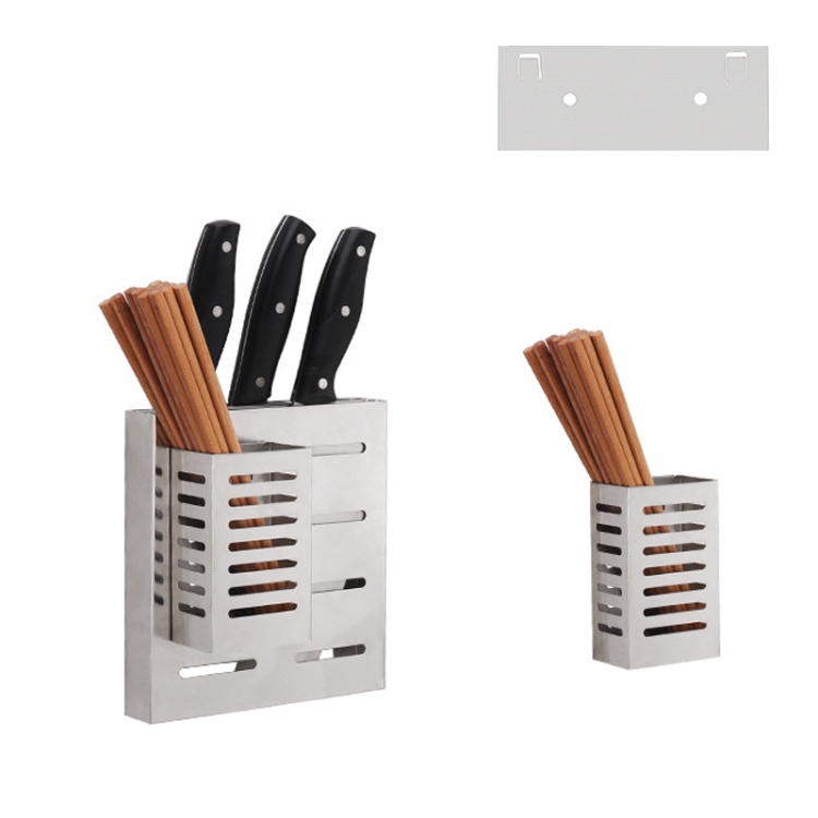 

304 Stainless Steel Wall-mounted Kitchen Rack Hanging Knife Holder Chopsticks Canister