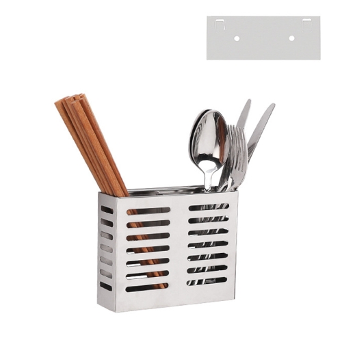 

304 Stainless Steel Wall-mounted Kitchen Rack Hanging Knife Holder Double Cage Chopsticks Canister