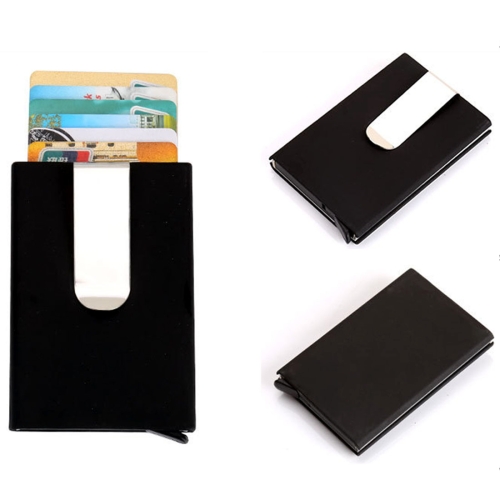 

Frosted Antimagnetic Solid Color Credit Card Holder Money Clip Wallet, Size: 10*6.6cm(Black)