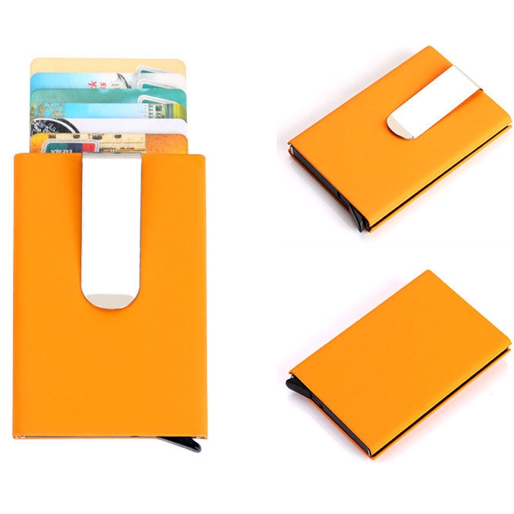 

Frosted Antimagnetic Solid Color Credit Card Holder Money Clip Wallet, Size: 10*6.6cm(Yellow)