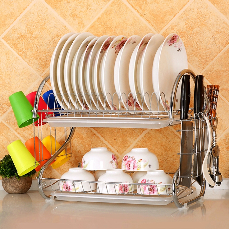 

Multi-function Kitchen Stainless Steel Single Disk Rack Hanging Chopsticks Water Cup Holder