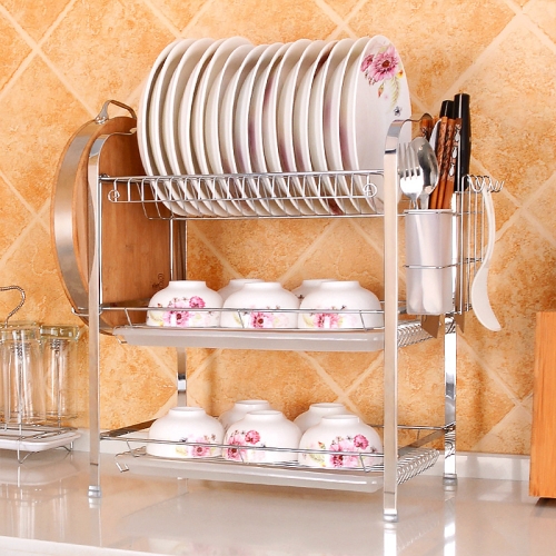 

Multi-function Kitchen Stainless Steel Three Layers Flower Shape Steel Sheet Rack Hanging Bowl Dish Holder