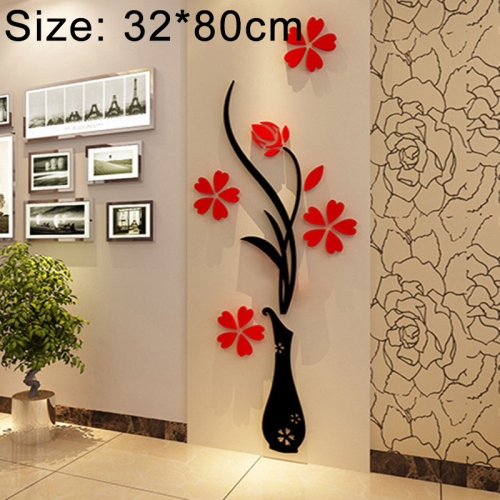 

Creative Vase 3D Acrylic Stereo Wall Stickers TV Background Wall Corridor Home Decoration, Size: 32x80x4cm