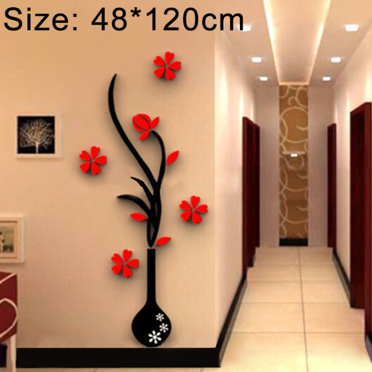 

Creative Vase 3D Acrylic Stereo Wall Stickers TV Background Wall Corridor Home Decoration, Size: 48x120x4cm