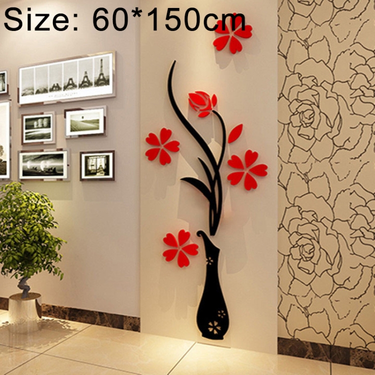 

Creative Vase 3D Acrylic Stereo Wall Stickers TV Background Wall Corridor Home Decoration, Size: 60*150cm