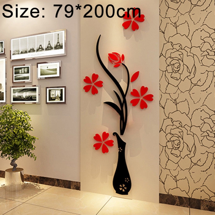 

Creative Vase 3D Acrylic Stereo Wall Stickers TV Background Wall Corridor Home Decoration, Size: 79x200x4cm