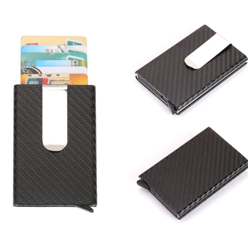 

Carbon Fiber Antimagnetic Solid Color Credit Card Holder Money Clip Wallet, Size: 10*6.6cm(Black)