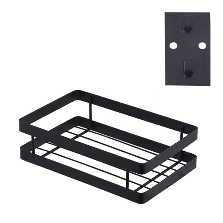 

20cm Kitchen Punch-free Wall Mount Seasoning Storage Rack (Black)