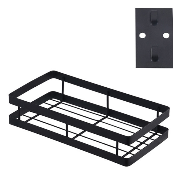 

25cm Kitchen Punch-free Wall Mount Seasoning Storage Rack (Black)
