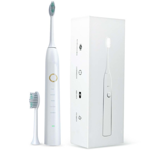 

5 Cleaning Modes IPX7 Waterproof USB Charger Ultrasonic Electric Toothbrush (White)