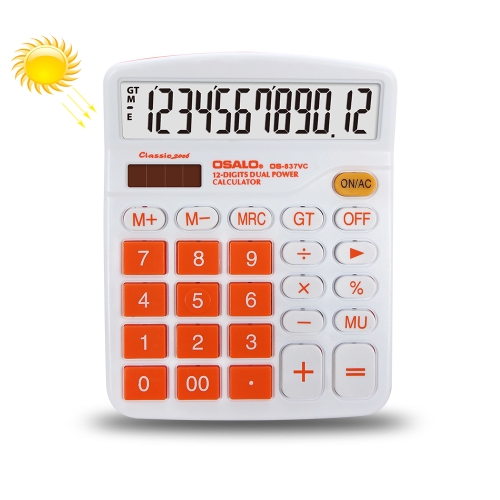 

OSALO OS-837VC 12 Digits Colorful Desktop Calculator Solar Energy Dual Power Calculator(Orange)