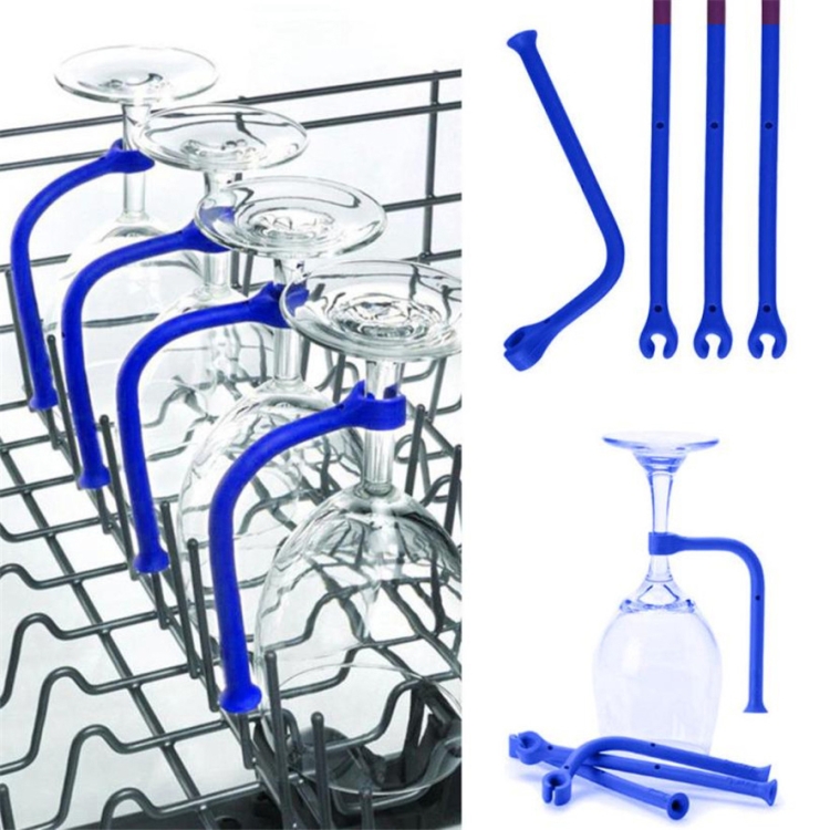 

4 PCS Silicone Wine Glass Holder Dishwasher Cup Fixer(Blue)
