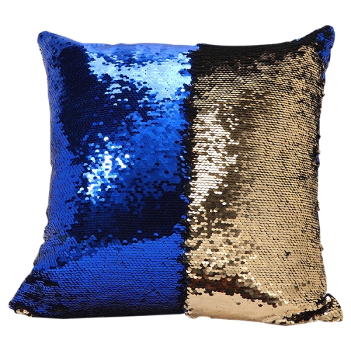 

DIY Two Tone Glitter Sequins Throw Pillow Case Reversible Sequin Magical Color Changing Pillow Cover, Size: 40*40cm(Blue+Gold)