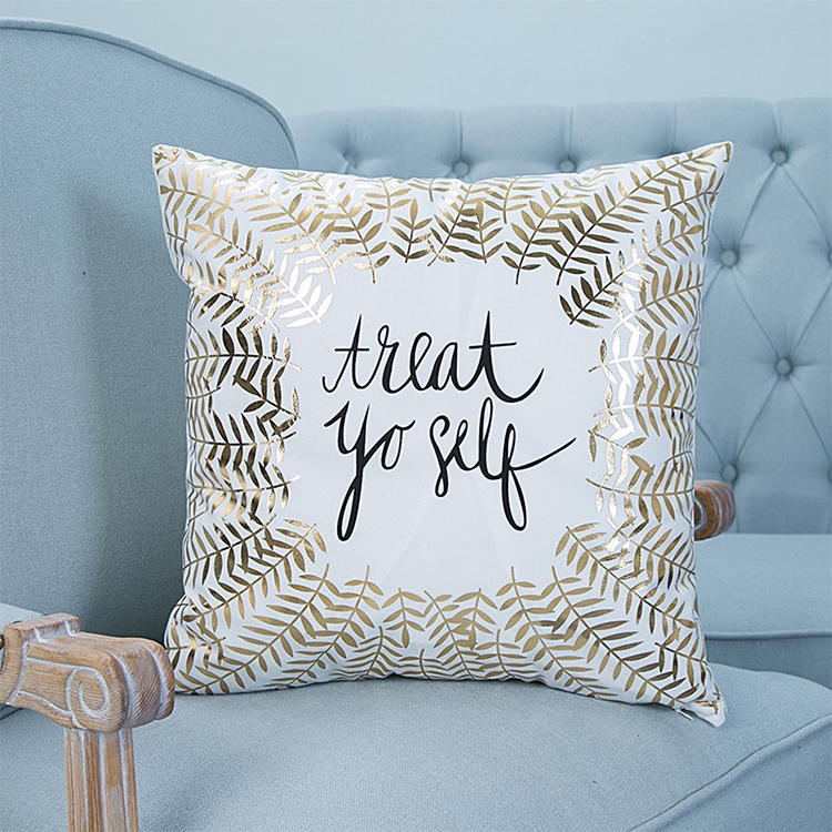 

Fashion Bronzing Gold Printed Cushion Cover Sofa Seat Pillow Case, Size: 45*45cm
