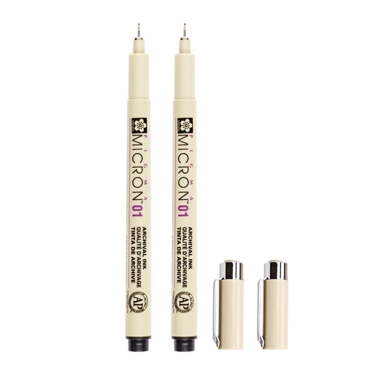 

2 PCS Archival Pigment Ink Drawing Fineliner Pens 0.25mm Nib Manga Micron Pen