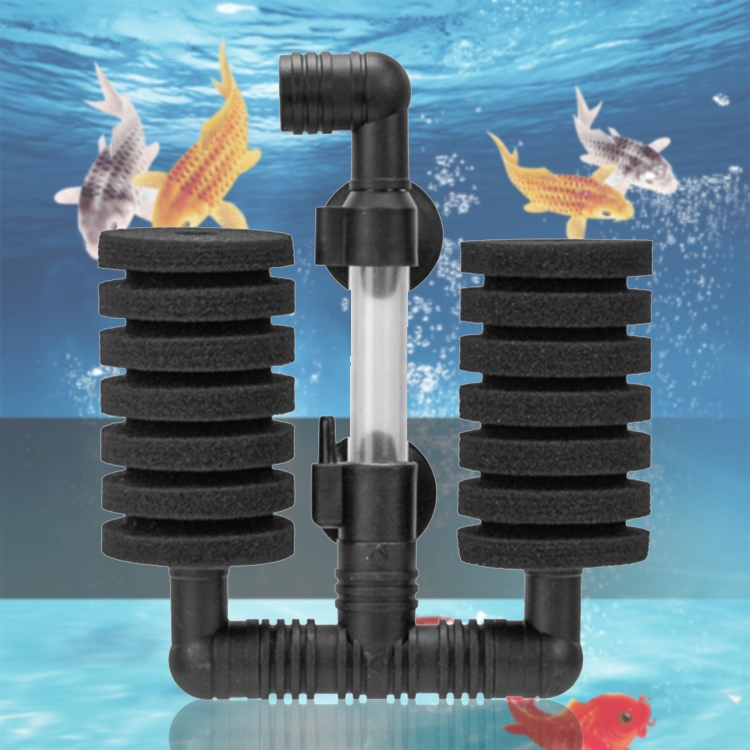 

2 PCS Wall-mounted Aquarium Mini Double Head Pneumatic Mute Biochemical Cotton Filter