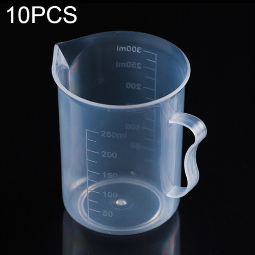 

10 PCS 250ml Food Grade PP Plastic Flask Digital Measuring Cup Cylinder Scale Measure Glass Lab Laboratory Tools(Transparent)