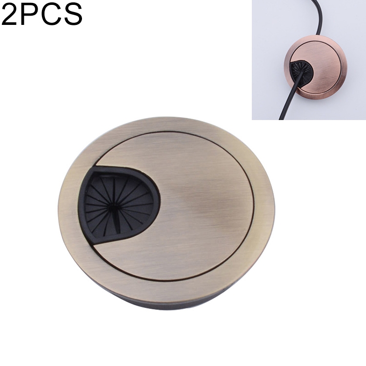 

2 PCS Desk Computer Desktop Zinc Alloy Round Threading Box Hole Cover, Hole Diameter: 53mm (Green Bronze)