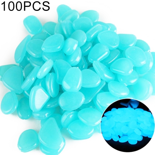 

100 PCS Glow in The Dark Garden Pebbles for Walkways & Decoration and Plants Luminous Stones(Baby Blue)