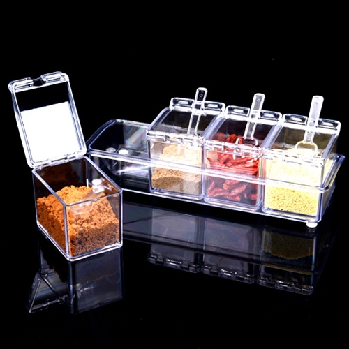 

2 PCS Kitchen Multipurpose Po Four Cylinder Crystal Seasoning Box Random Color Delivery