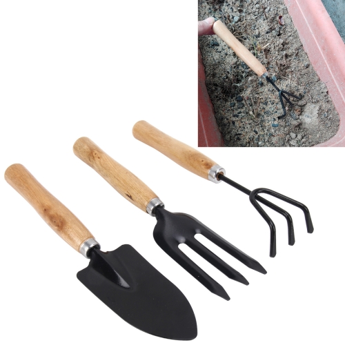 

Rake Shovel Digging Trowel 3 in 1 Wooden Handle Metal Head Mini Garden Plant Tool Gardening Tool Garden Flower Tools Garden Tools Combination Set