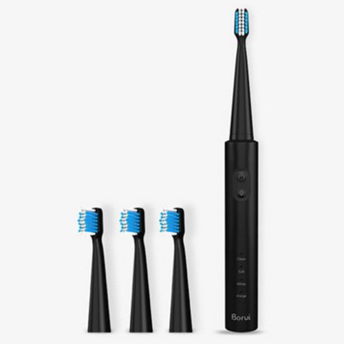 

USB Wireless Charge Sonic Electric Toothbrush Adult Oral Hygiene Rechargeable Ultrasonic Tooth Brush with 4 Brush Heads (Black Plating)