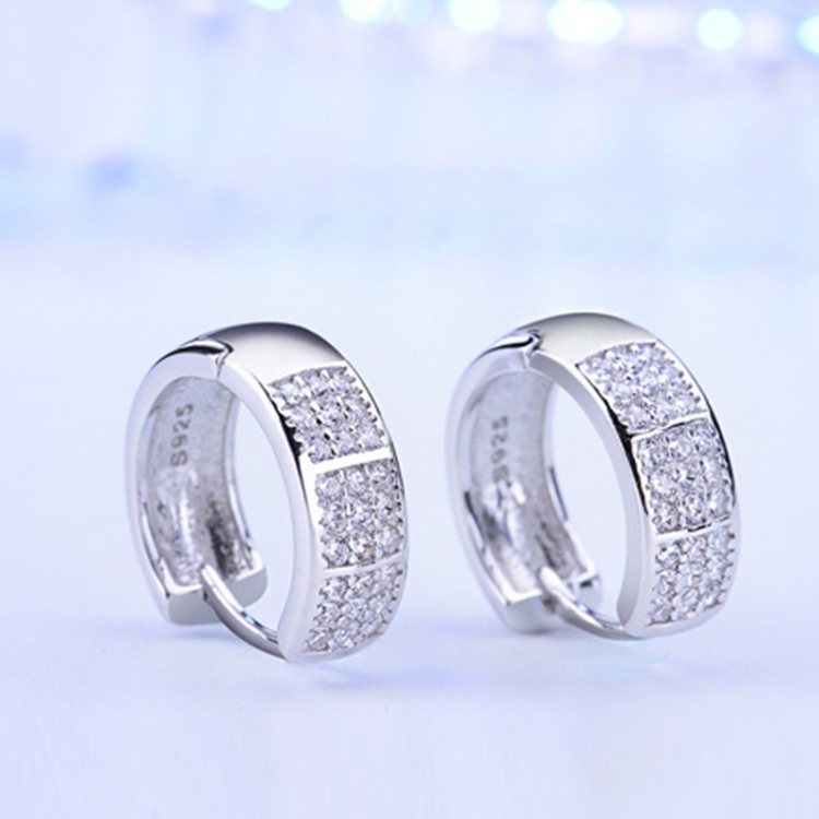 

2 PCS Women S925 Silver Platinum Diamond Hoop Earrings Valentines Day Gift