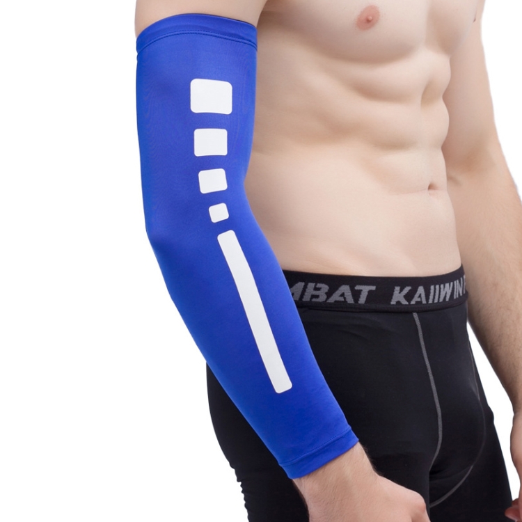 

Men Outdoor Sports Elastic Breathable Anti-skid Elbow Arm Sleeve UV Protective Gear, Size: M(Blue)