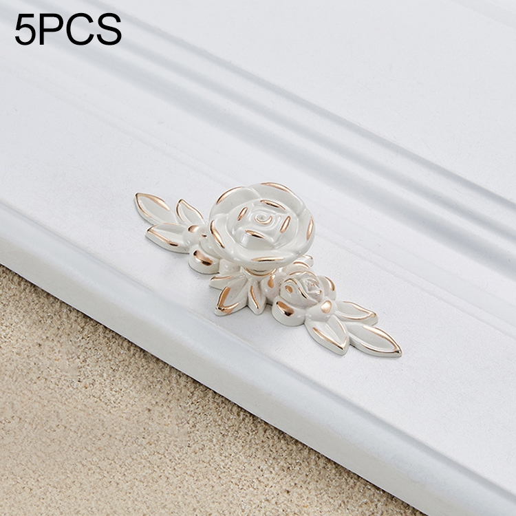 

5 PCS 6603 Small Ivory White Drawer Cabinet Door Rose Shape Handle