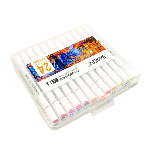 

24 PCS Student Mark Pen Set Art Painting Double-Headed Oil Pen, 24 Colors
