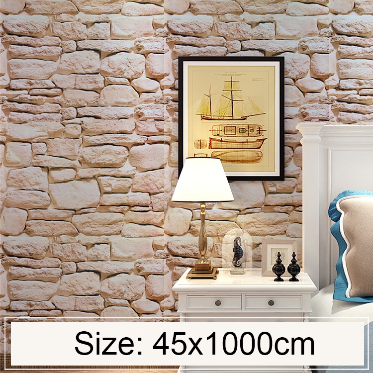 

Moonstone Creative 3D Stone Brick Decoration Wallpaper Stickers Bedroom Living Room Wall Waterproof Wallpaper Roll, Size: 45 x 1000cm