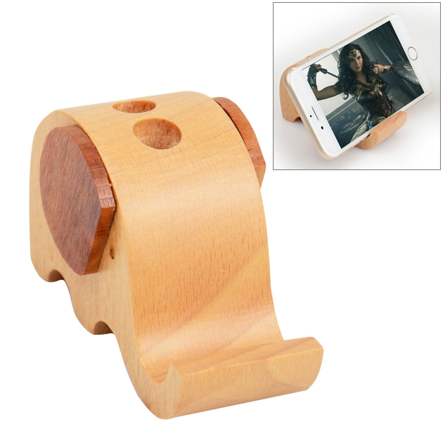 

Wooden Cute Elephant Multi-functional Offical Mini Lazy Bracket Phone Holder Pen holder